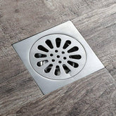 "Stainless Steel Floor Drain – Square Shower & Kitchen Drain with Deodorant & Hair Strainer"